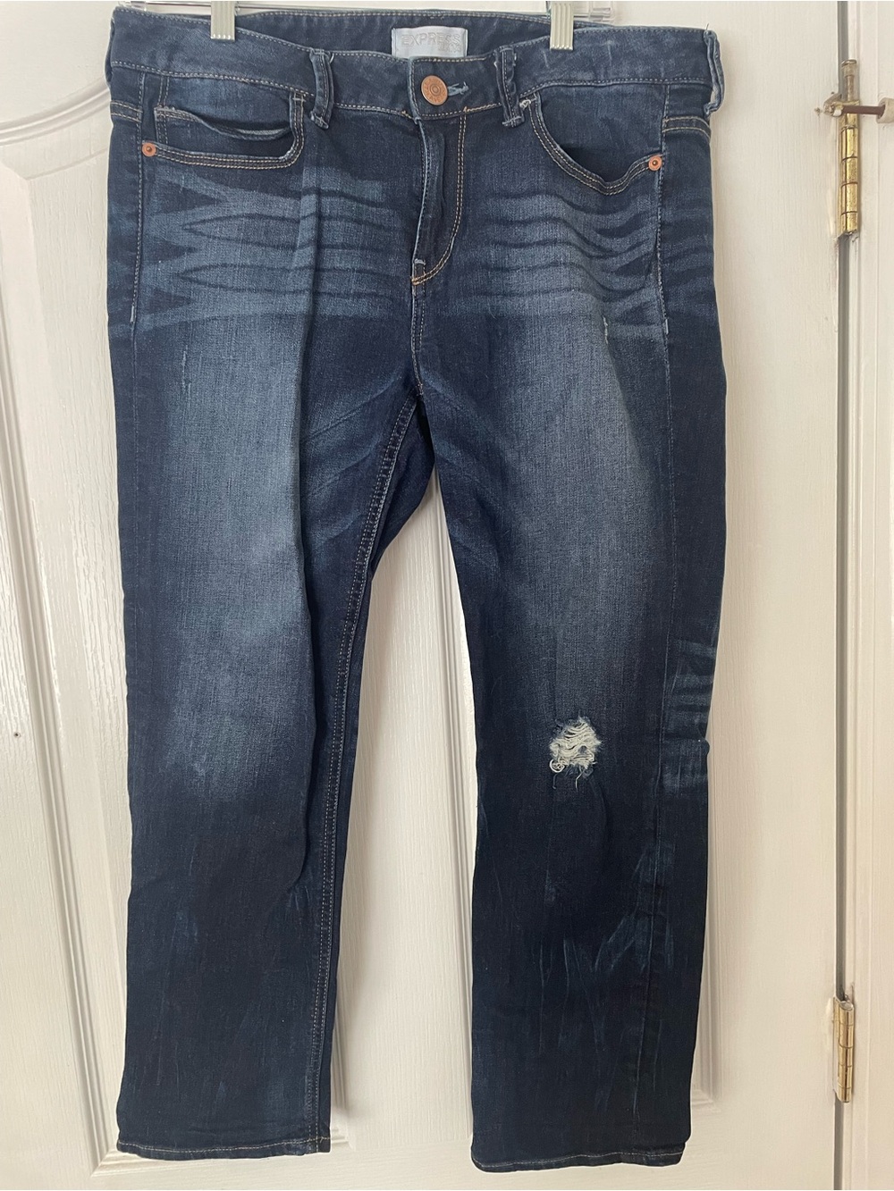 Express Women's Dark Modern Boyfriend Jeans size 10 Low Rise Relaxed Fit